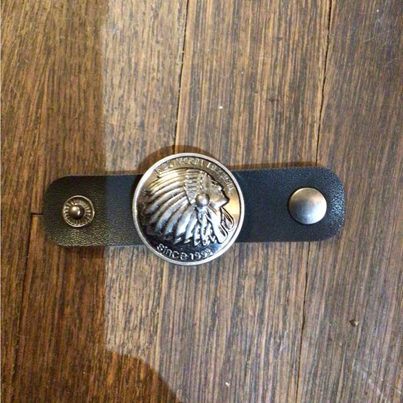 Accessories - NEW! Vegan leather scarf holder, Indian silver alloy coin head